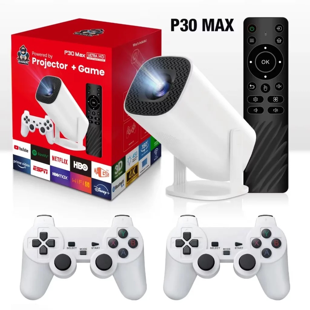 P30 Max Android Projector + 2 Game Console + 3000 Games - Price in Bangladesh