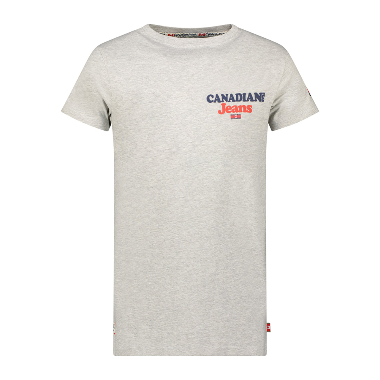 Canadian Peak JOUPPEAK Homme - T-Shirt Col Rond avec Drapeaux et Impressions Gris Clair