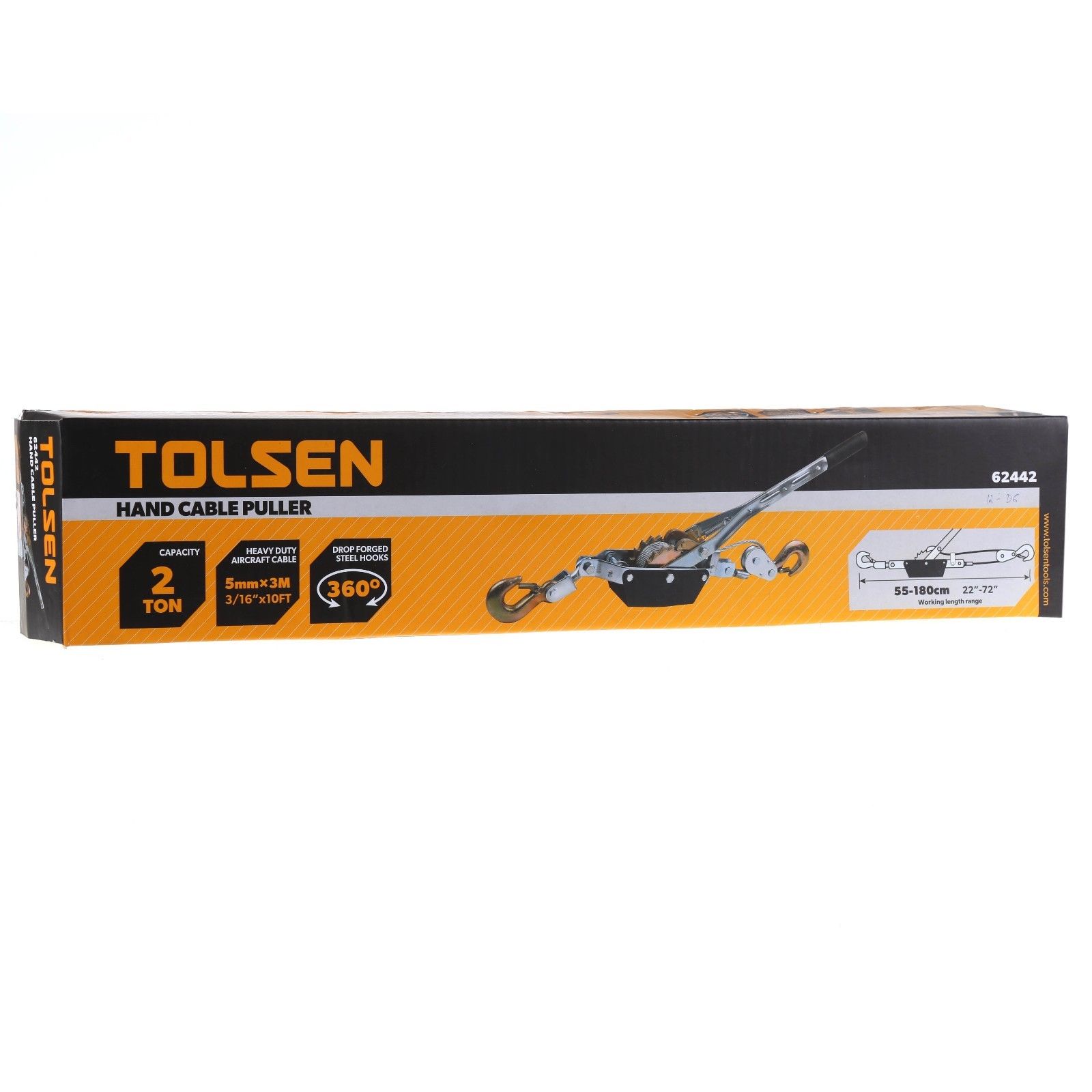 TOLSEN 62442 Hand Cable Puller with 2 Hooks Double Rachet Wheels 2 Ton Model: 62442_img_3