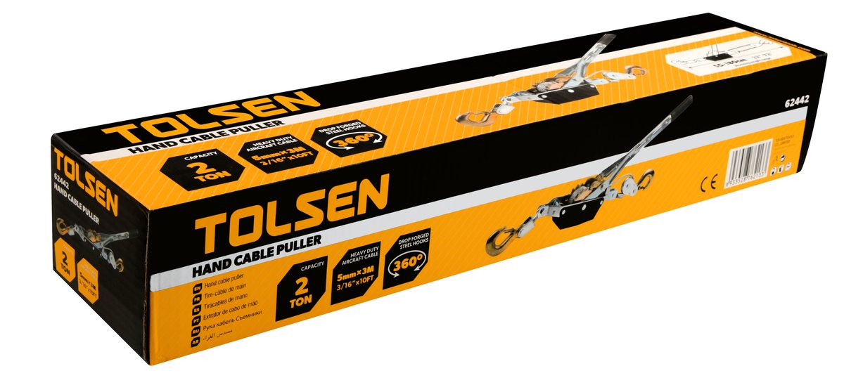 TOLSEN 62442 Hand Cable Puller with 2 Hooks Double Rachet Wheels 2 Ton Model: 62442_img_5