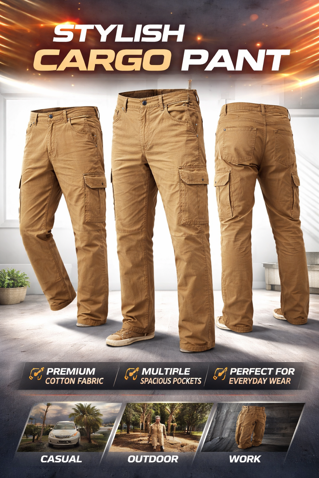 Stylish Tan Cargo - Image 1