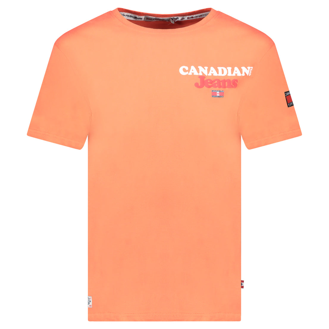 Canadian Peak JOUPPEAK Homme - T-Shirt Col Rond avec Drapeaux et Impressions Corail