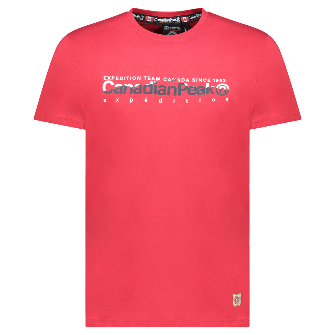 Canadian Peak JOPEAKEAK Homme - T-Shirt Col Rond avec Impressions et Drapeau Rouge