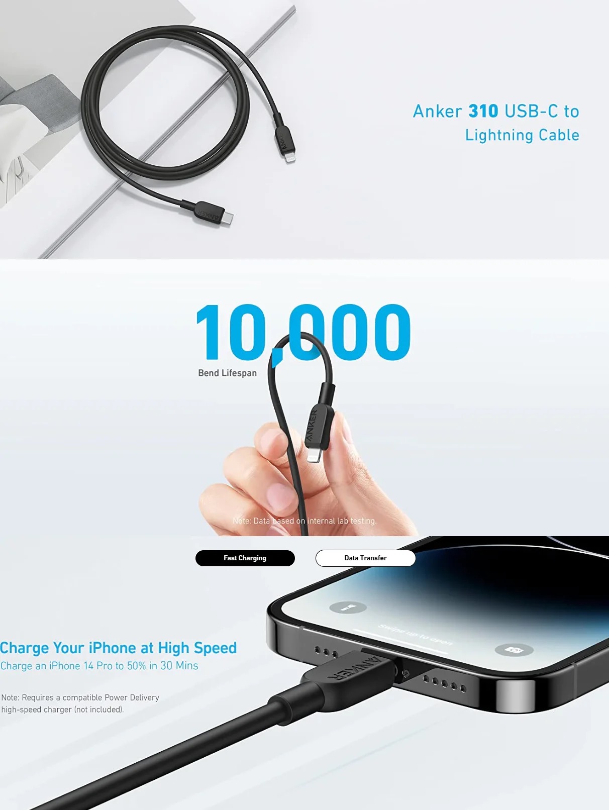 Anker 310 USB‑C to Lightning Cable – Model A81A1 (1 m / 3 ft)_img_1