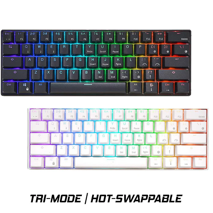 (Sold Out) ROYAL KLUDGE RK61 Tri Mode RGB HOTSWAPPABLE – White / Black