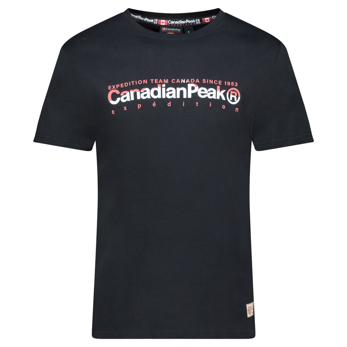 Canadian Peak JOPEAKEAK Homme - T-Shirt Col Rond avec Impressions et Drapeau Noir