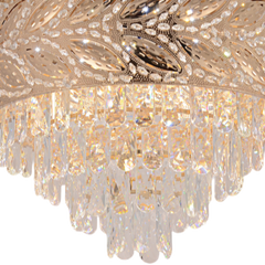 Qulik 48" Crystal Chandelier Retractable Invisible Blade Silent 3 Color Change LED Remote Ceiling Fan (Golden) | Q-K6351_img_1