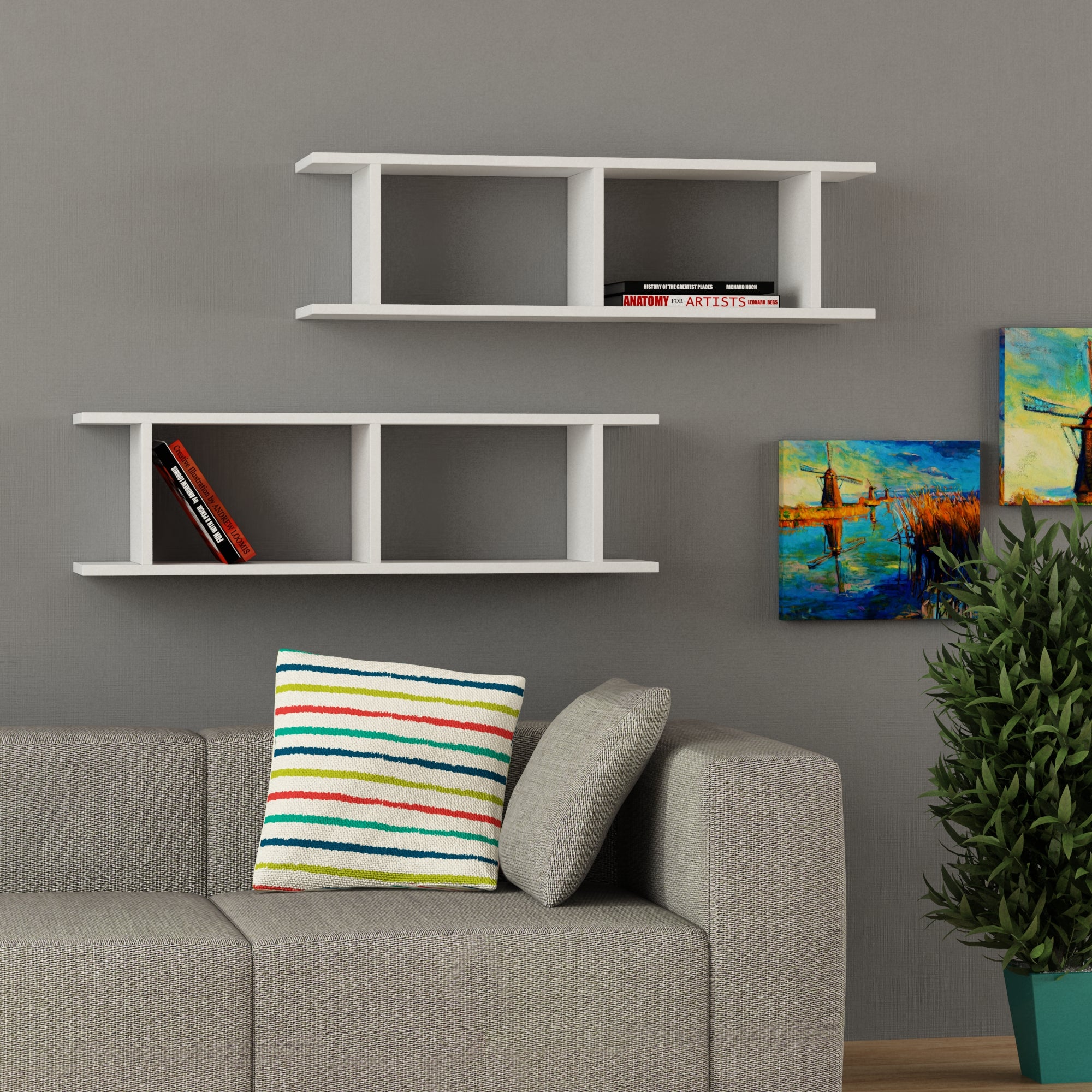 wall shelf showpiece 017 two pieces