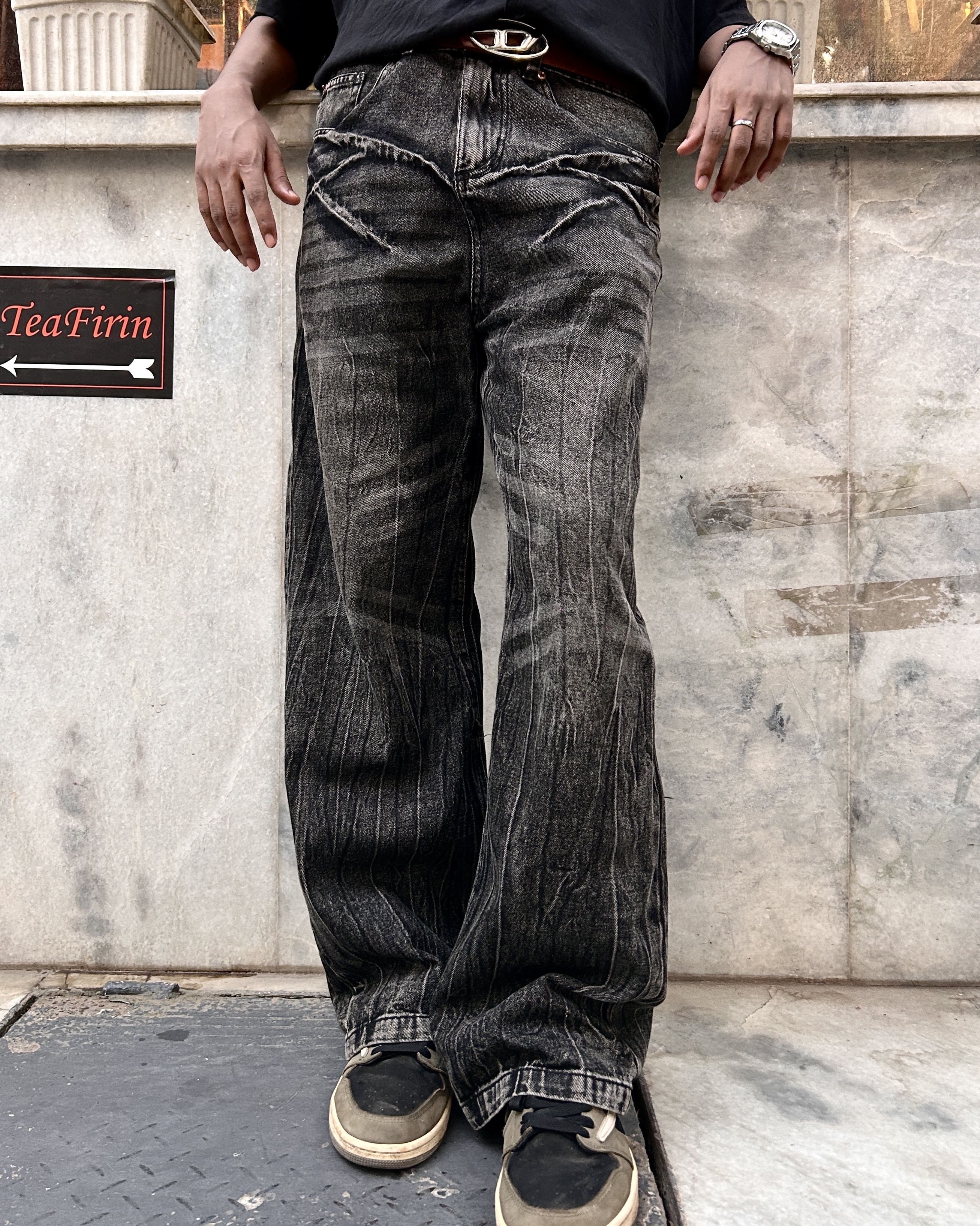 y2k crab whiskers baggy jeans - Image 3