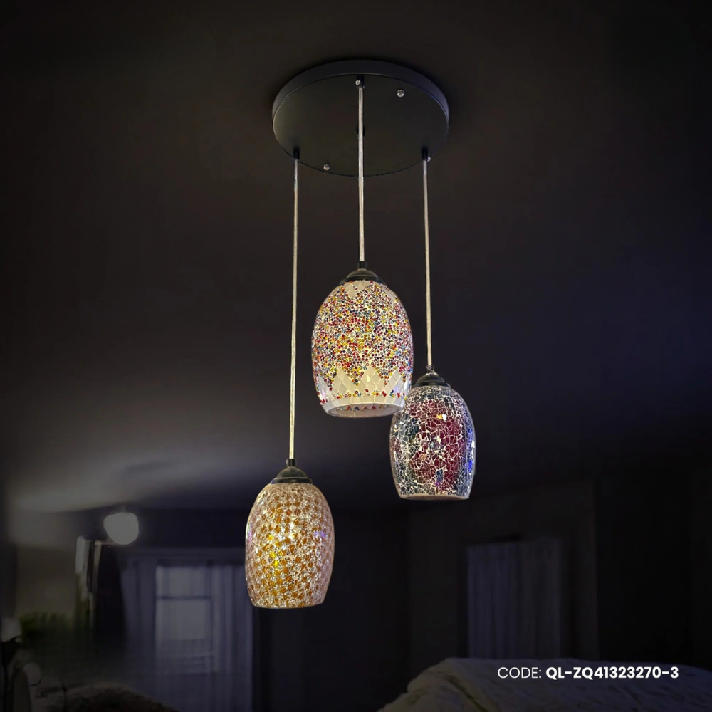 Qulik Turkish MosaicGlow Trio 3 Color Hanging Lights