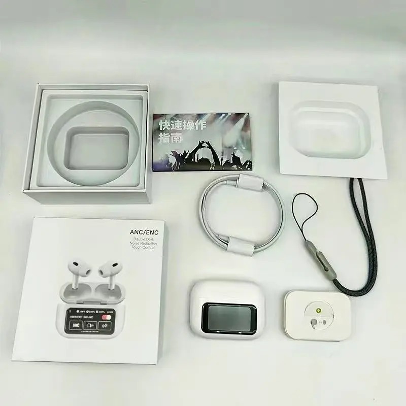 A9 Pro ANC Touch Screen Display Earbuds – White Color_img_1