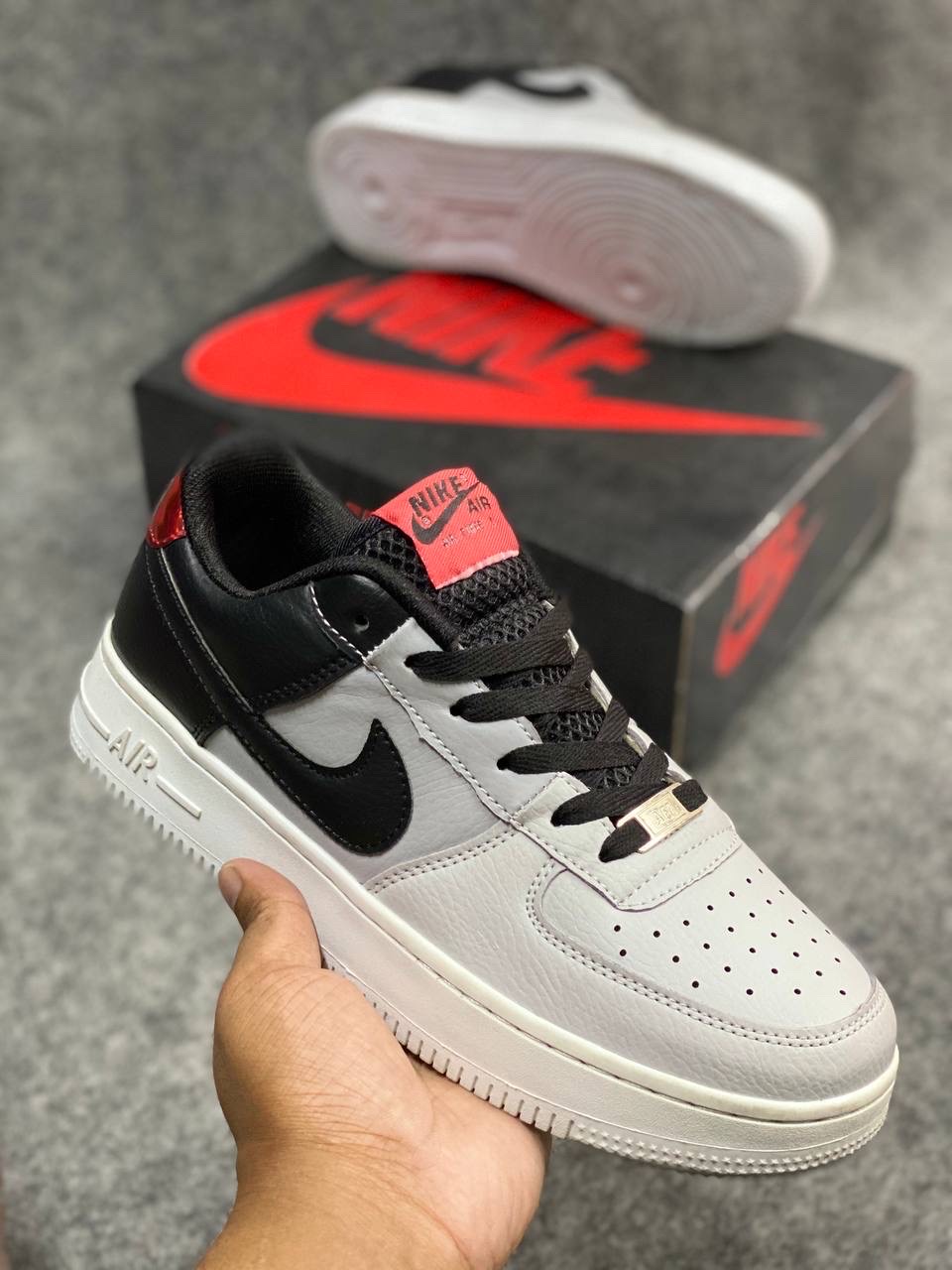 Nike Air Force 1 Low: "black, grey, and white-red tongue" (OEM) thumbnail 2
