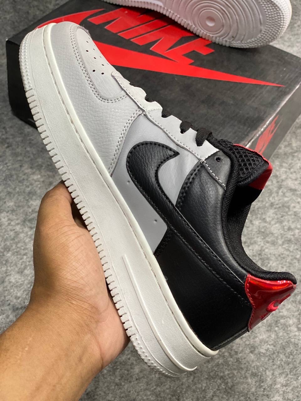 Nike Air Force 1 Low: "black, grey, and white-red tongue" (OEM) thumbnail 3