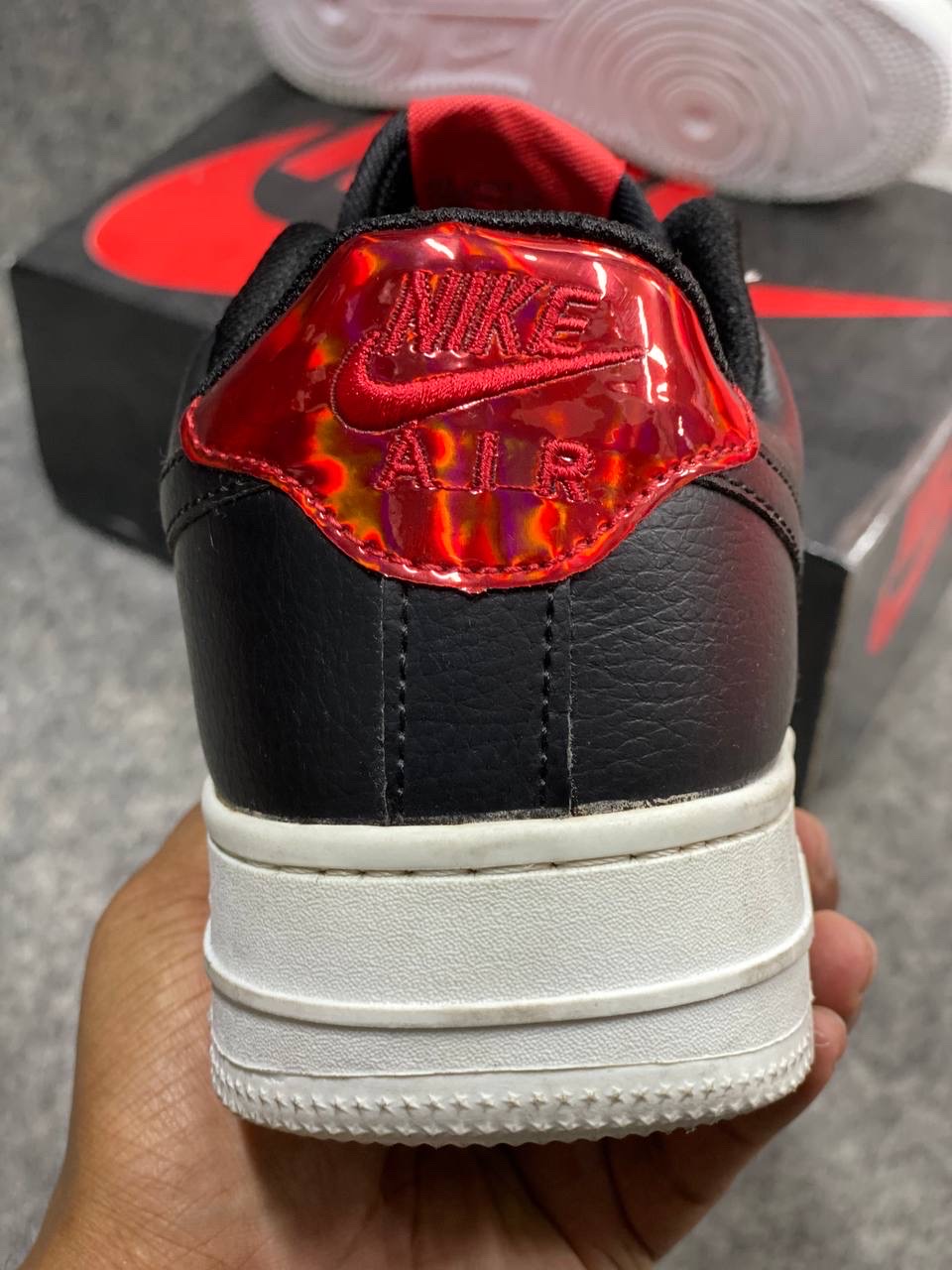 Nike Air Force 1 Low: "black, grey, and white-red tongue" (OEM) thumbnail 4