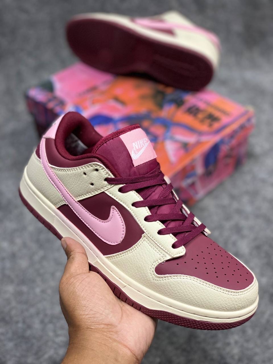 Nike Dunk Low Retro Premium "Valentine's Day" : "maroon, sail, and pink" (1:1) thumbnail 2