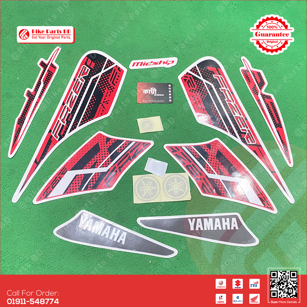 Full Set Sticker for Yamaha Fazer V1 (White & Red Colour) bike. thumbnail 2