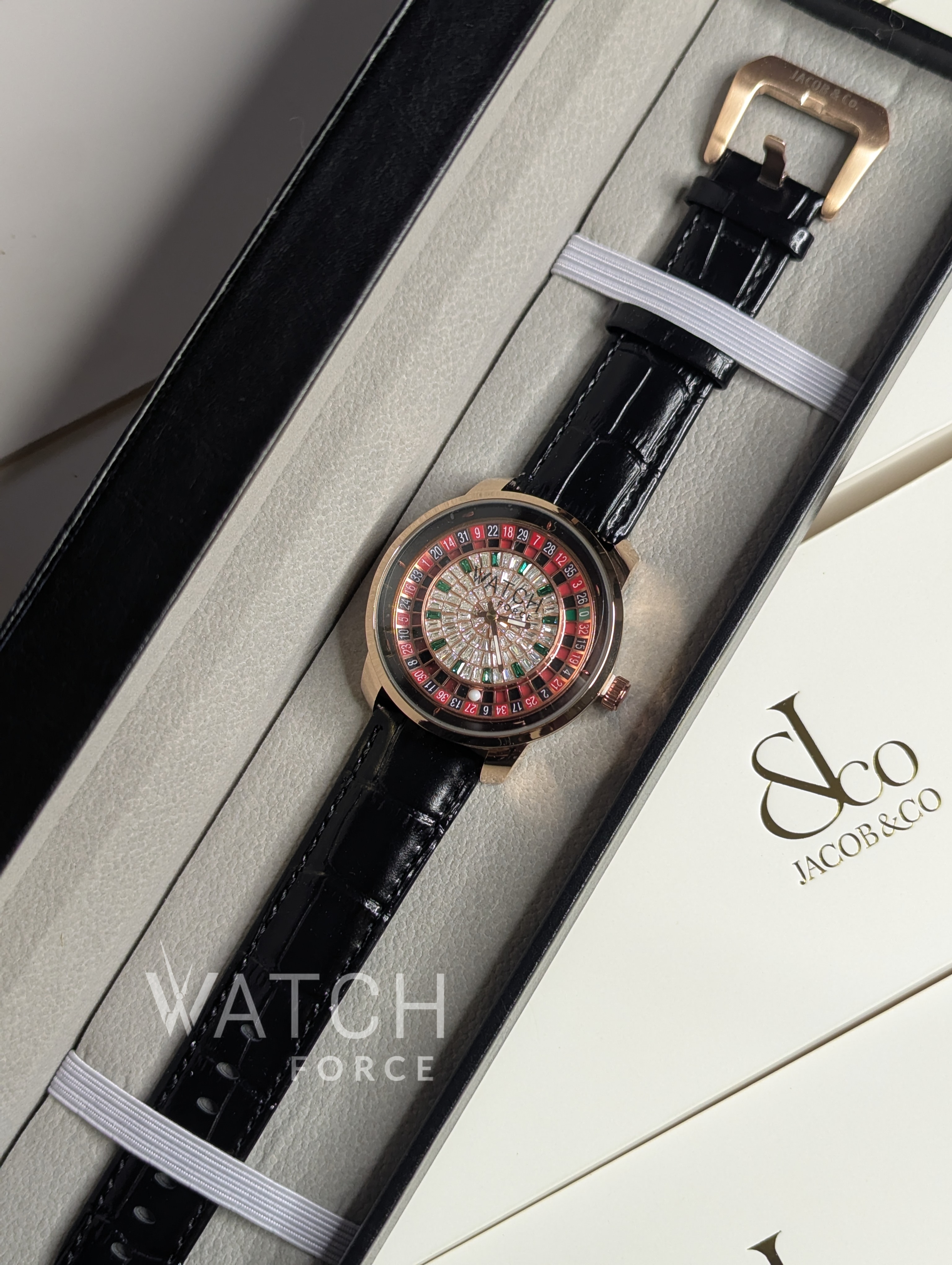 Jacob and Co Casino Roulette Rose Gold Black Belt