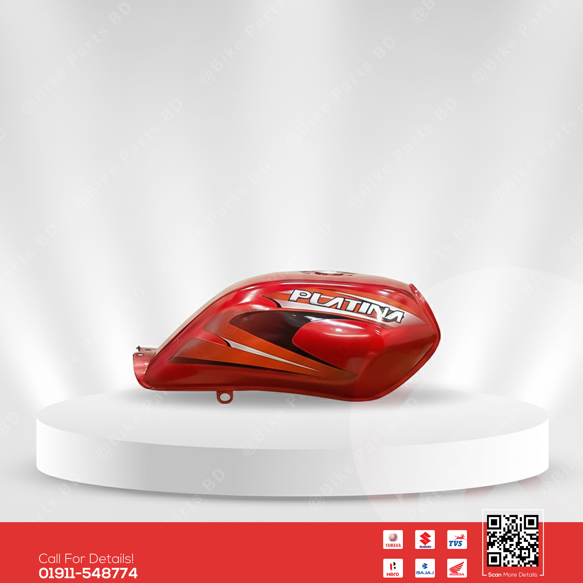 Fuel Tank for BAJAJ Platin (Old Model-Red Color) bike.