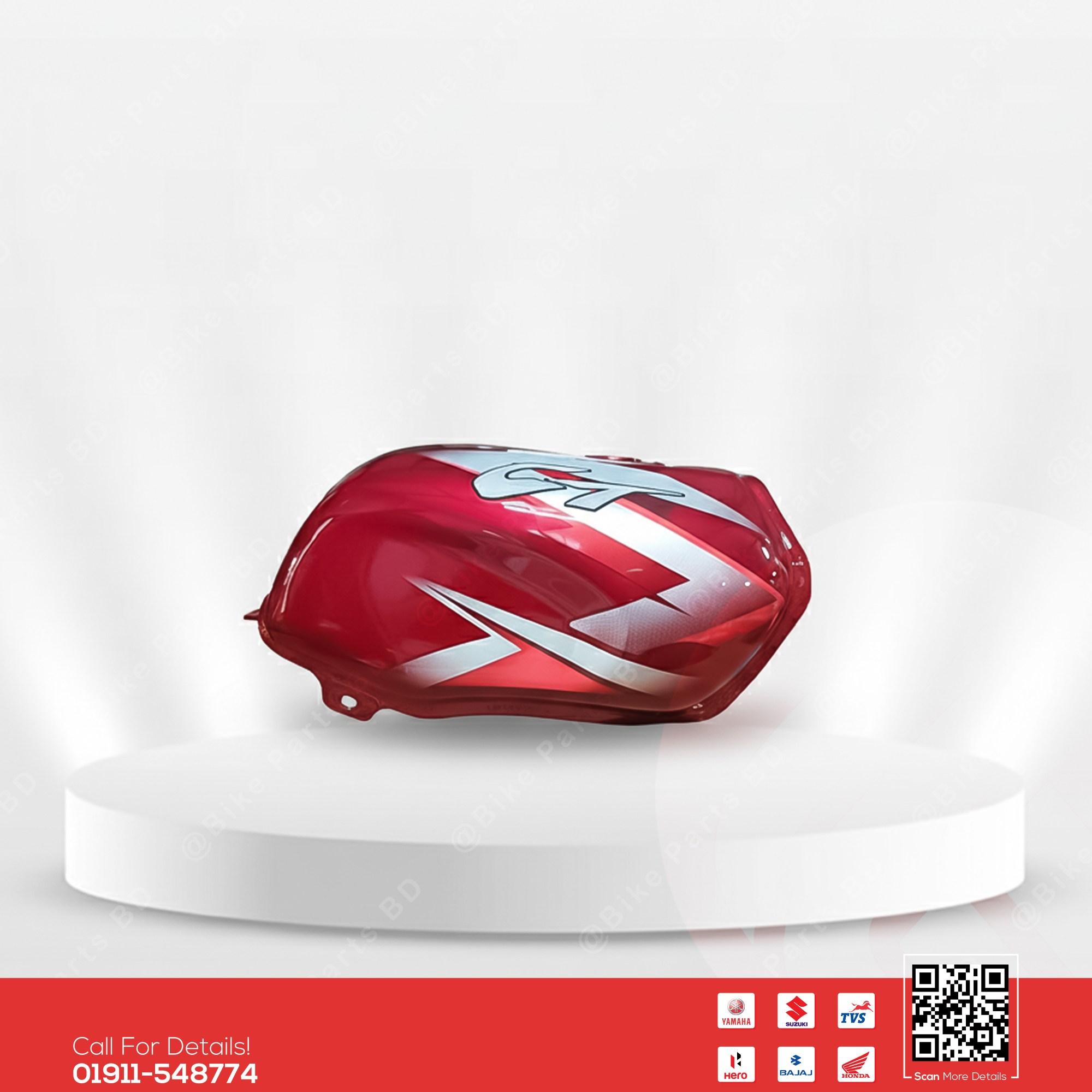 Fuel Tank for BAJAJ CT 100 (Red Color) bike.