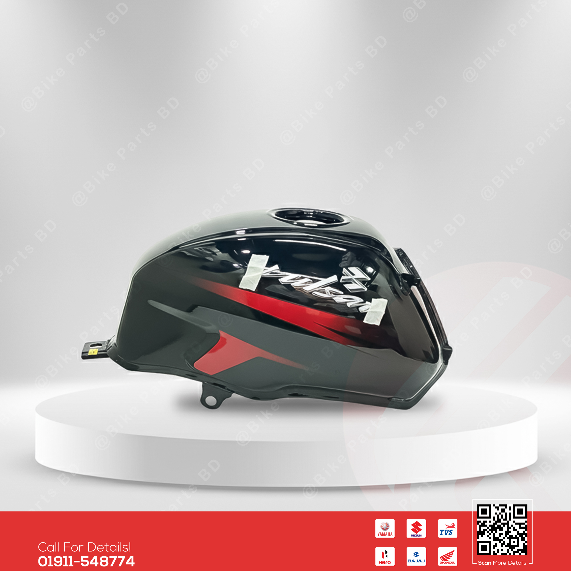 Fuel tank for Bajaj Pulser UG6 (Single Disk, Black-Red) bike.