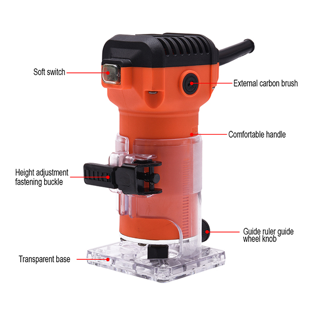HARDEN Electric Trimmer Router, 580W, 30000rpm, Collet Chuck Diameter : 6.35mm, Electric Wood Trimmer; 752732_img_9