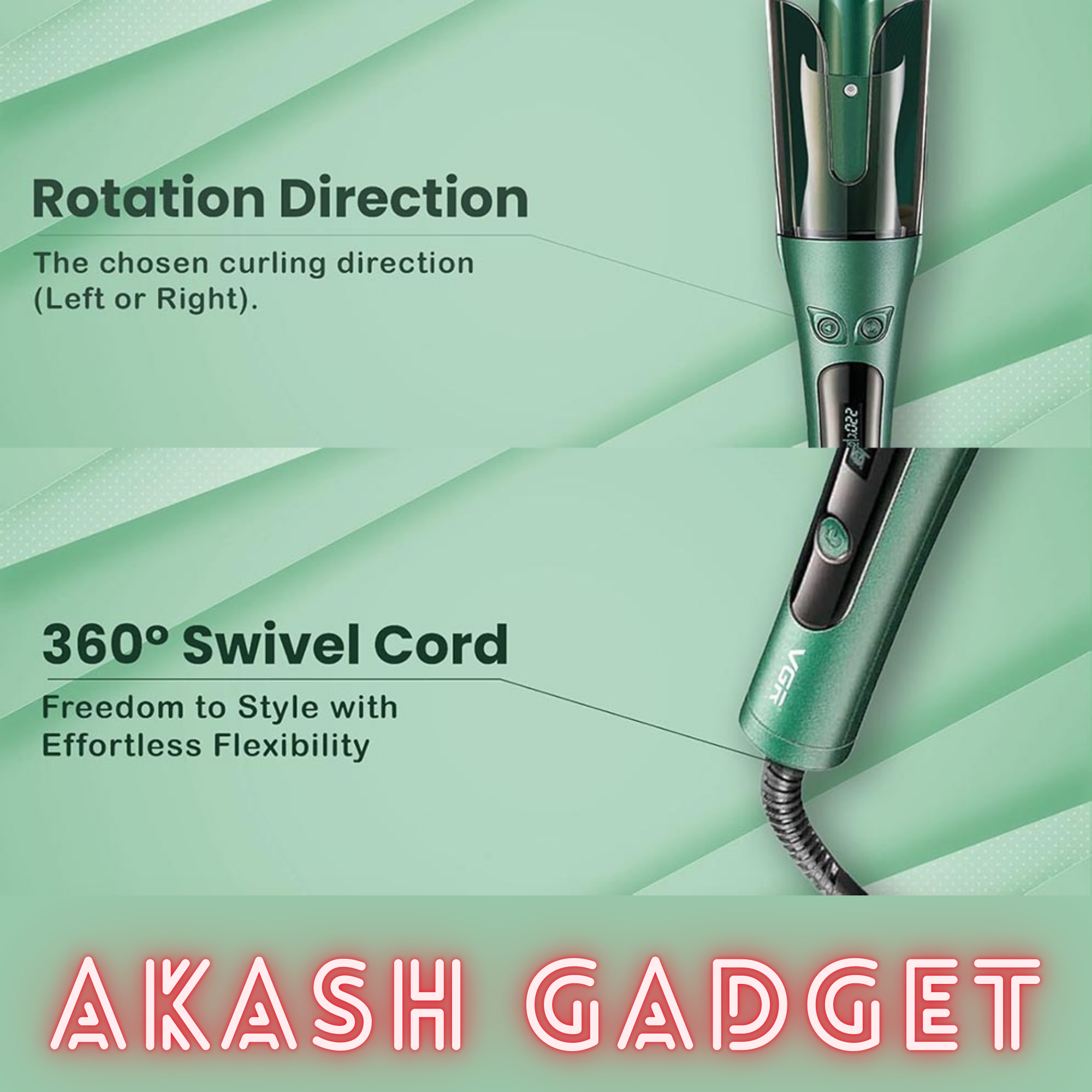 VGR V-583 Professional Automatic Hair Curling Iron For Women | 150–220°C Temperature Range, LED Display, Auto Shut-Off, 360° Swivel Cord & Lightweight Design_img_10