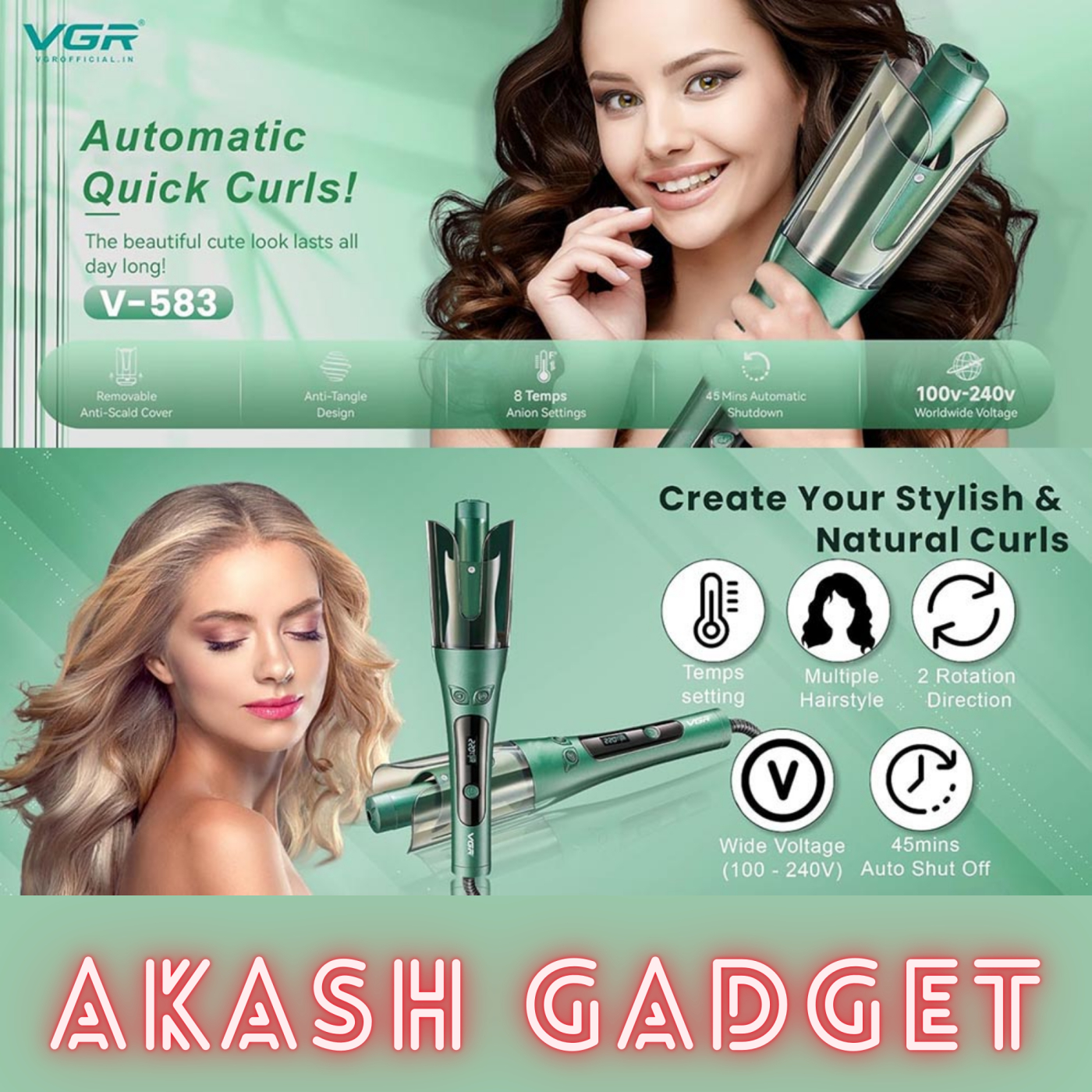VGR V-583 Professional Automatic Hair Curling Iron For Women | 150–220°C Temperature Range, LED Display, Auto Shut-Off, 360° Swivel Cord & Lightweight Design_img_12