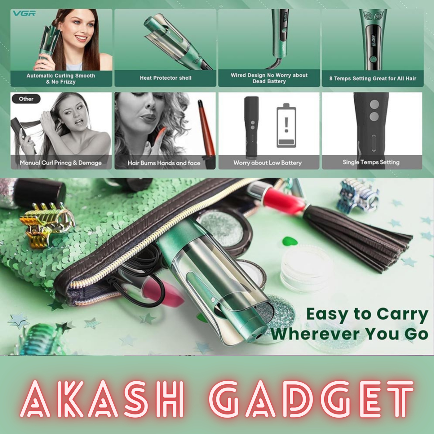 VGR V-583 Professional Automatic Hair Curling Iron For Women | 150–220°C Temperature Range, LED Display, Auto Shut-Off, 360° Swivel Cord & Lightweight Design_img_17