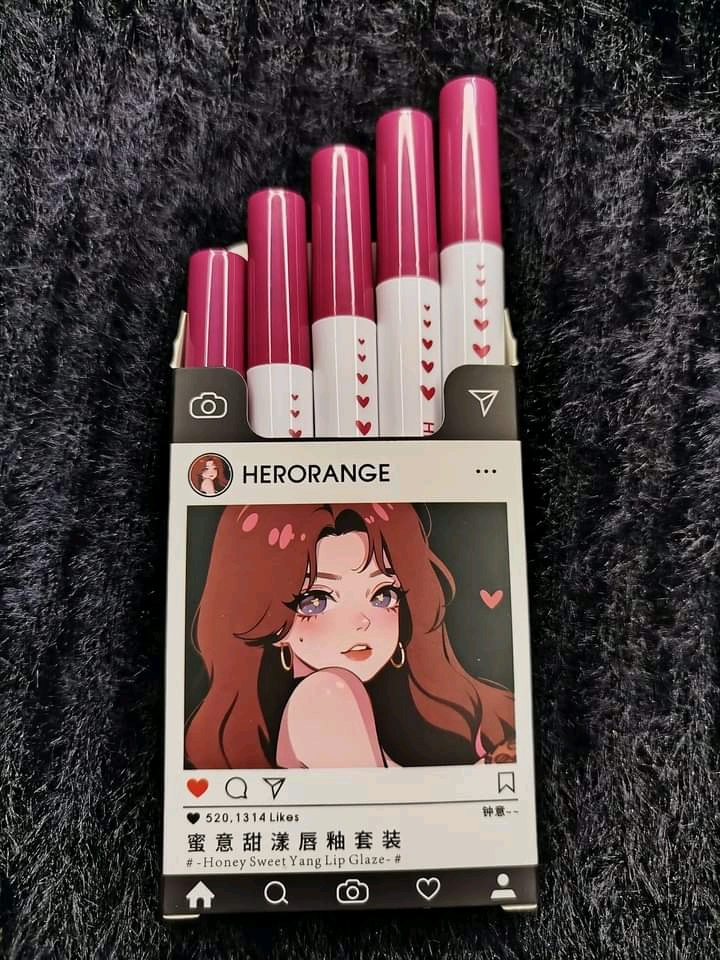 HERORANGE Honey Sweet Yang Lip Glaze – 5pcs Set!