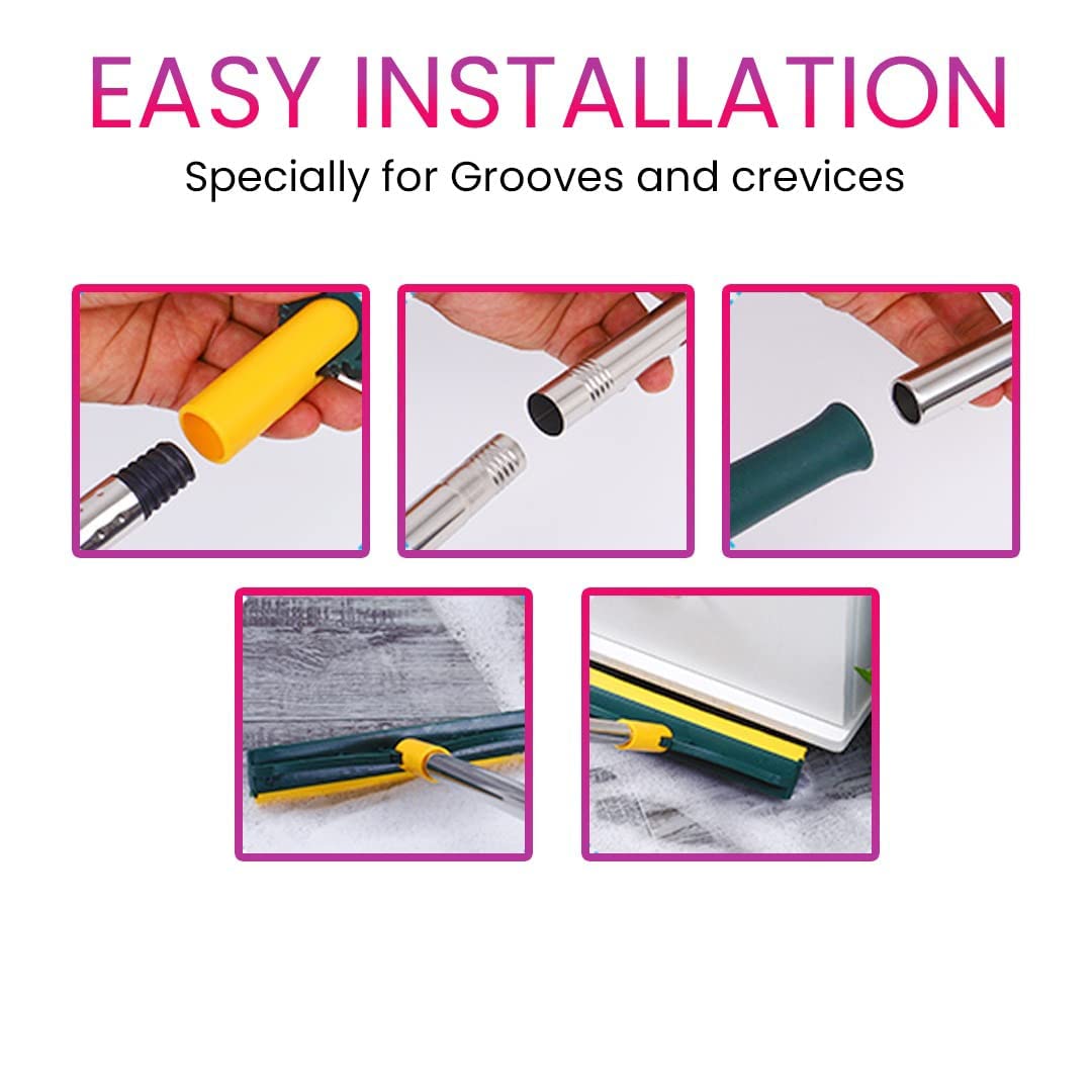 2-in-1 Floor Scrubber Brush with Long Handle & Squeegee for Bathroom, Kitchen & Tile Cleaning_img_3