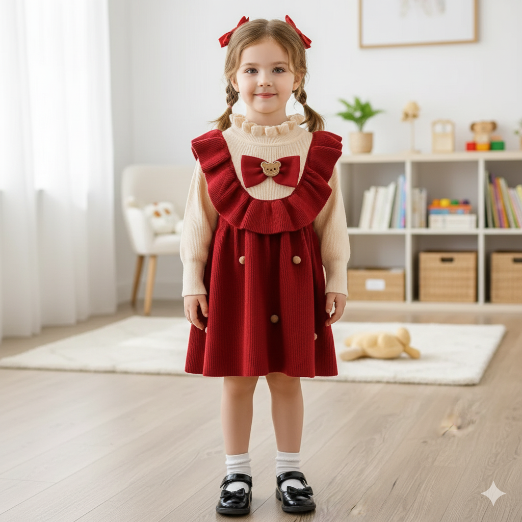 Baby Girls Winter Knitted Warm & Stylish Kids Party Dress (1 to 5 years) for yours ANGEL_img_0