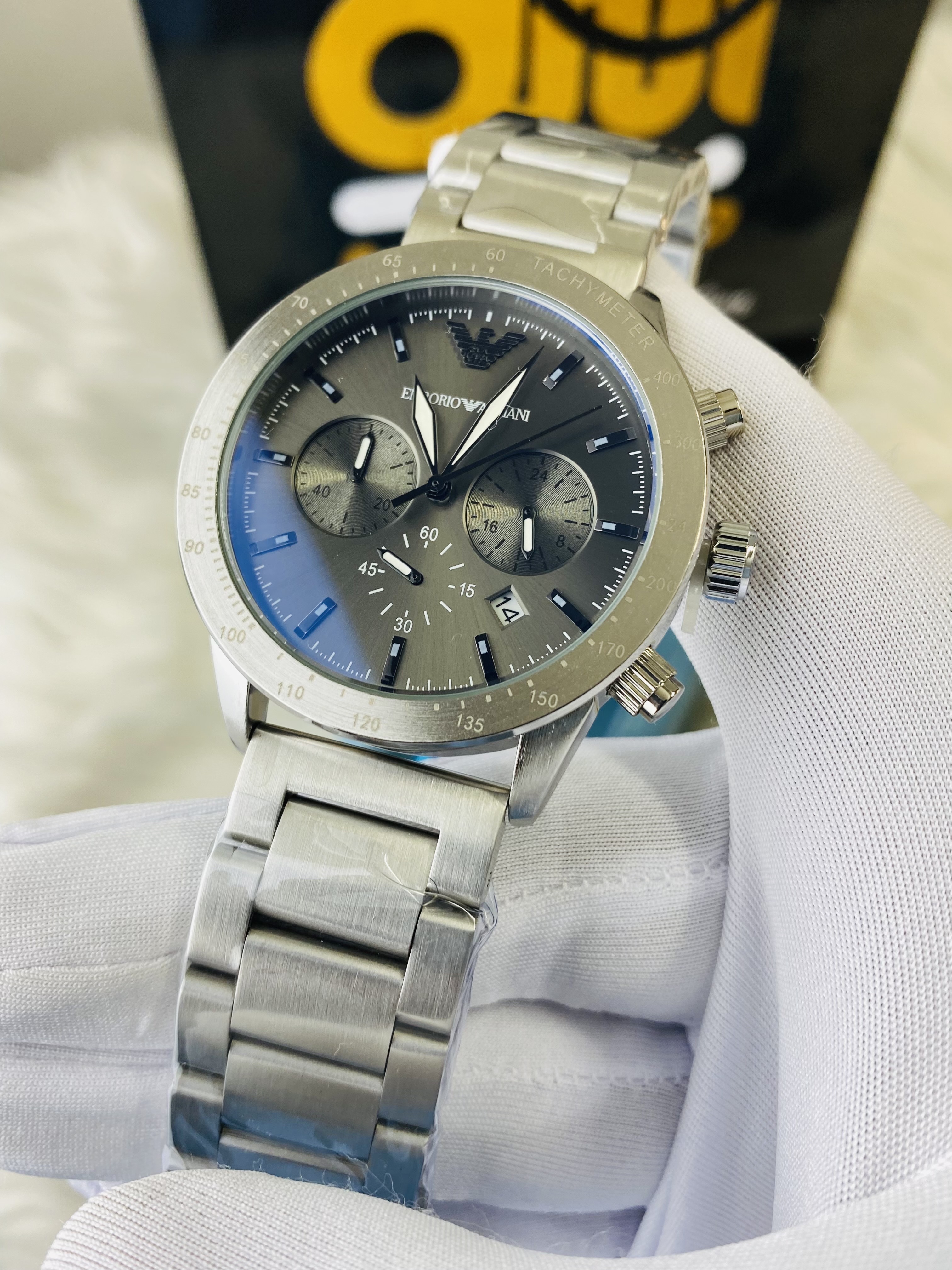 Armani Matte silver chain || Active Chronograph || Uper Dial black