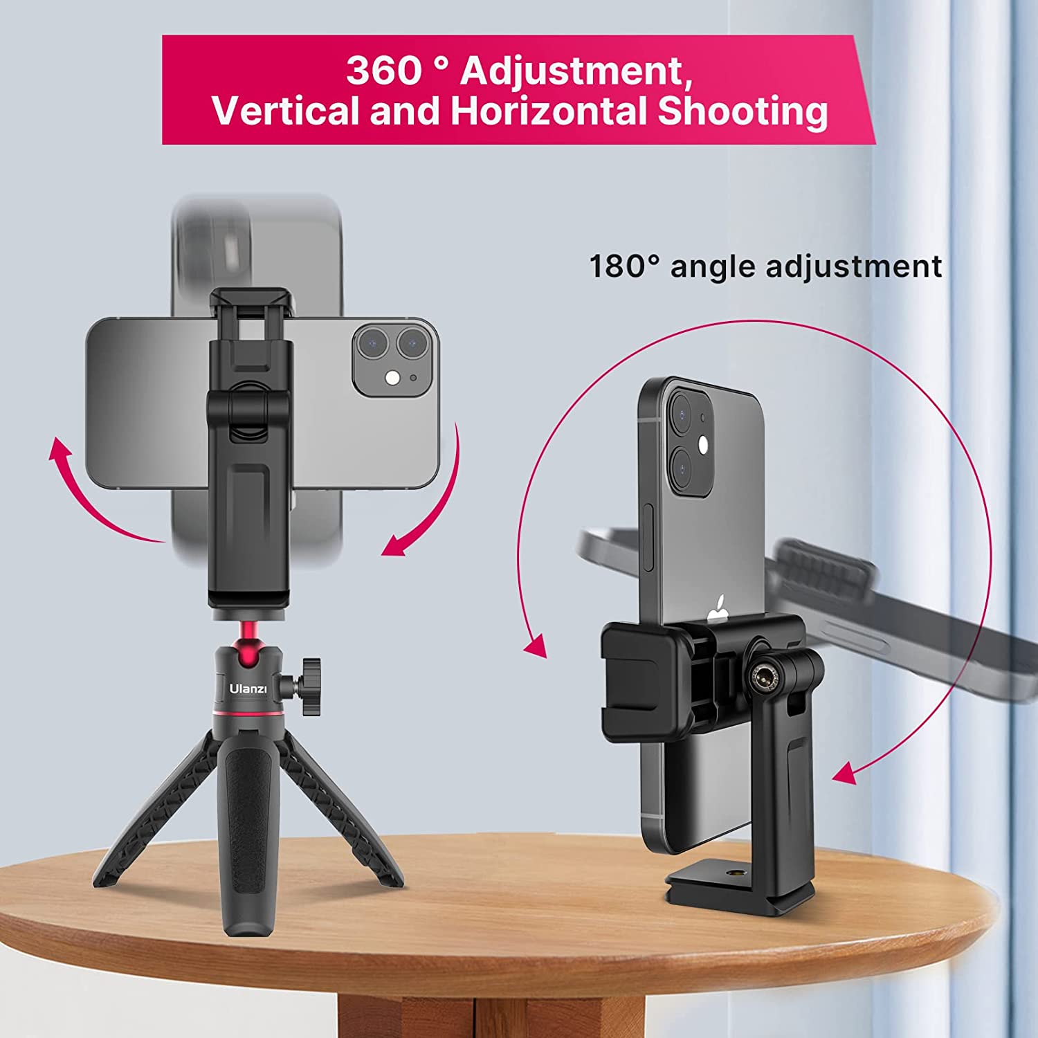 Ulanzi ST-22 360º Rotatable And Tiltable Mobile Holder Only With Double Cold Shoe Mount_img_0