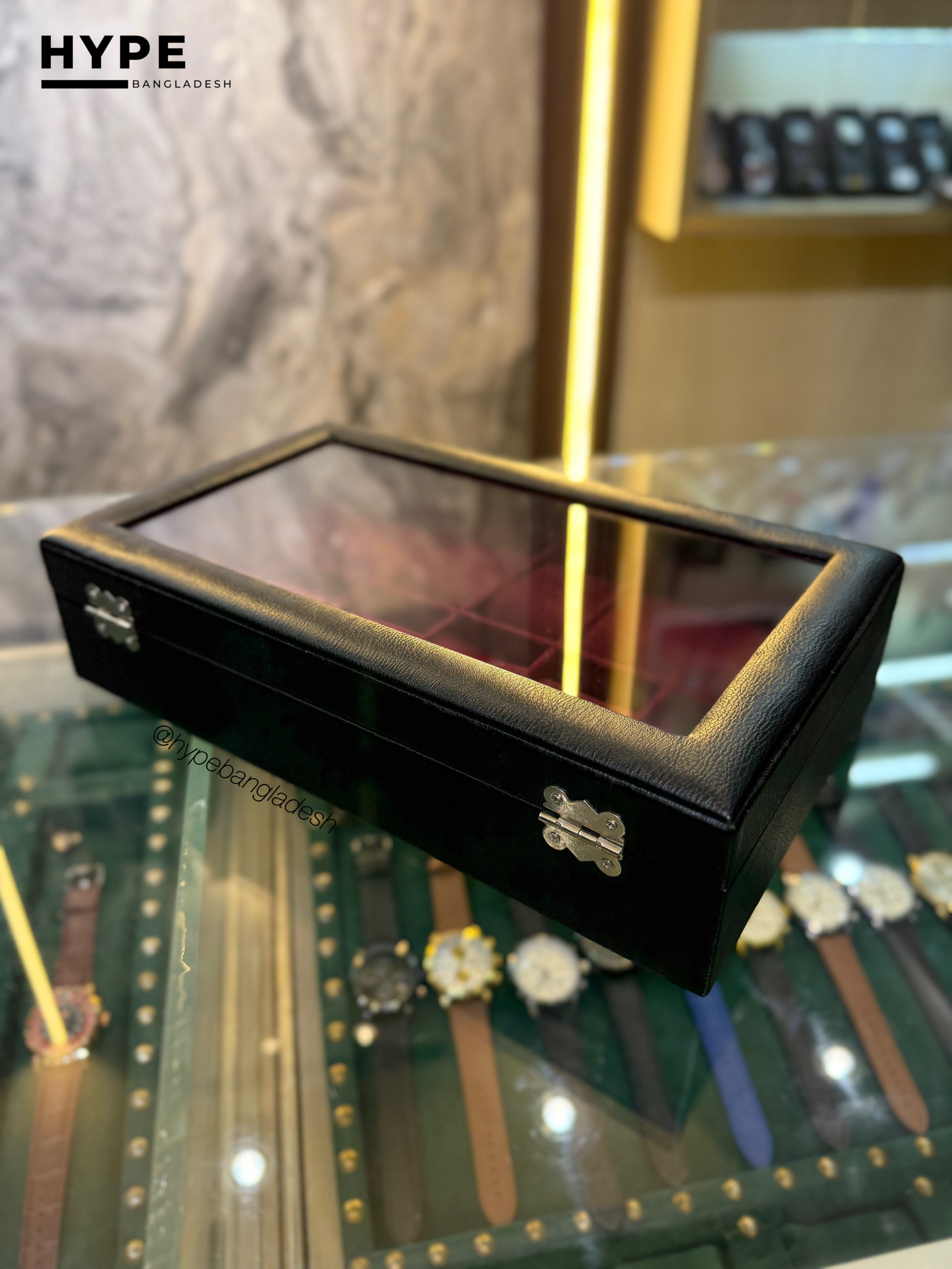12 Slots Leather Watch Organizer Box (Black)_img_3