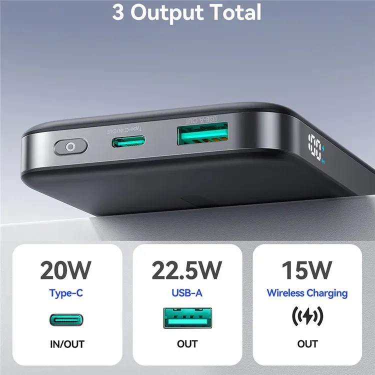 JOYROOM JR-PBM12 22.5W 10000mAh Wireless Power Bank with Kickstand thumbnail 4