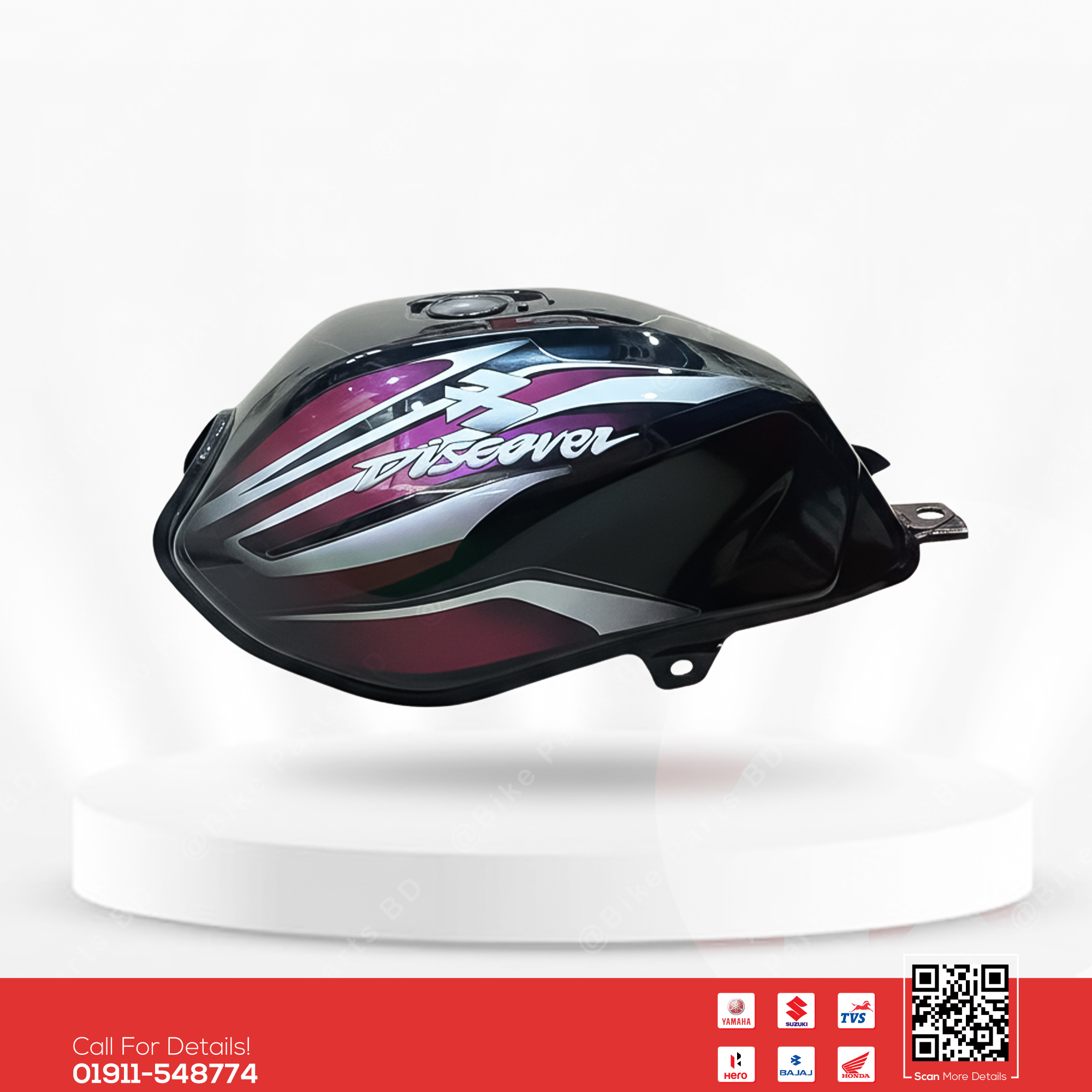 Fuel Tank for Bajaj Discover 100 (Magic Black) bike.