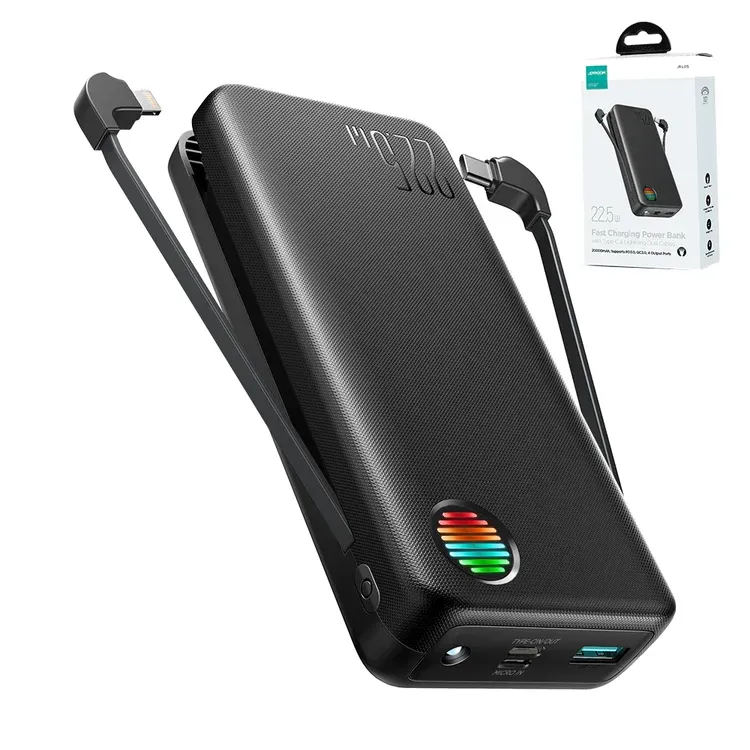Joyroom JR-L015 22.5W 20000mAh Power Bank With Dual Cables ā Black