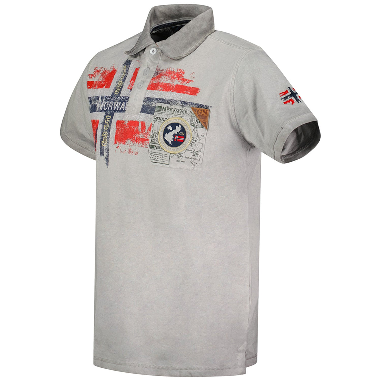 Washed effect short-sleeved polo shirt Light grey Light grey_img_1