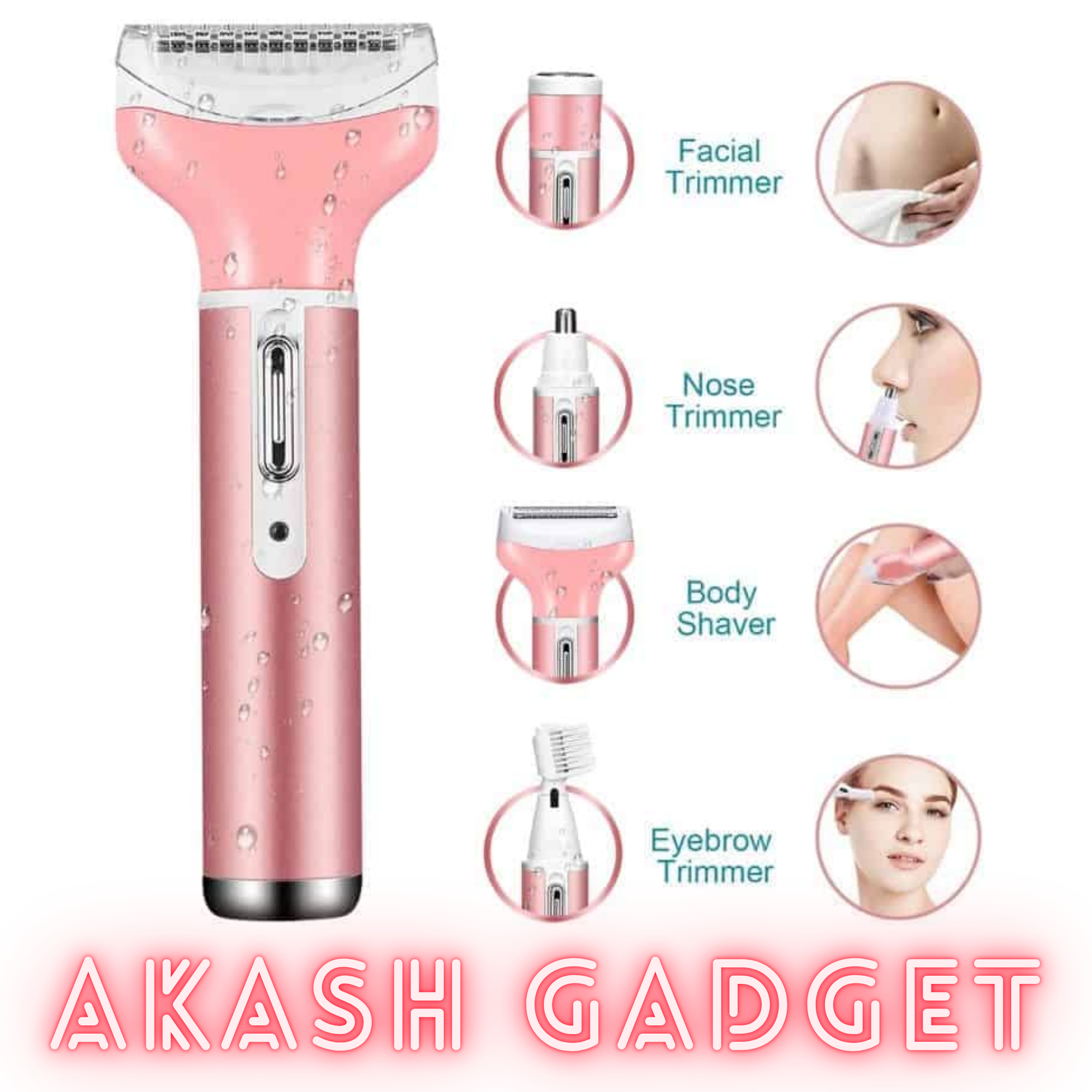 Kemei KM-6637 Multifunctional 4 in 1 Face, Eyebrow, Nose, & Lady Shaver for Women_img_4