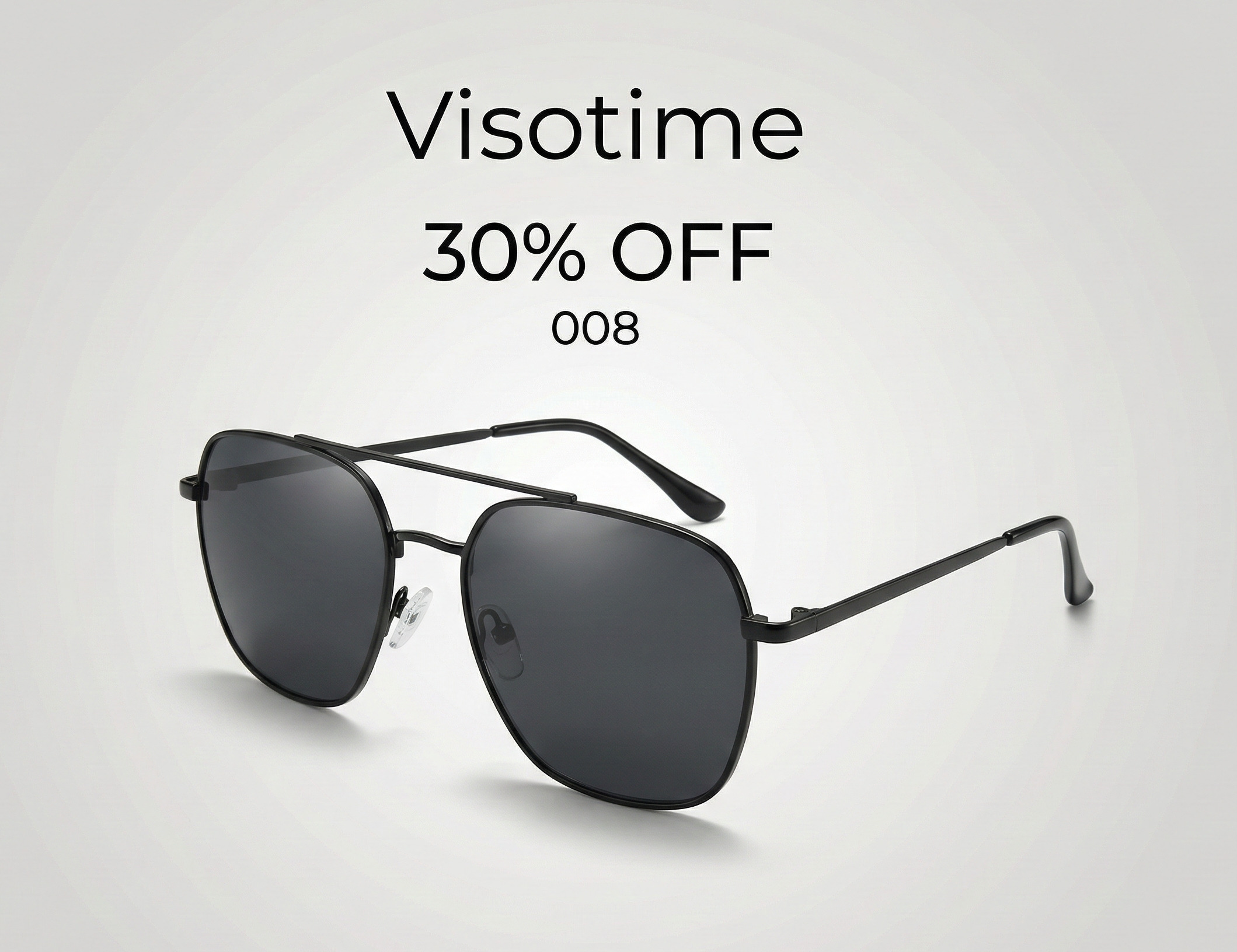 Visotime Geometric Double-Bridge Aviator-Style Sunglasses - Black_img_2