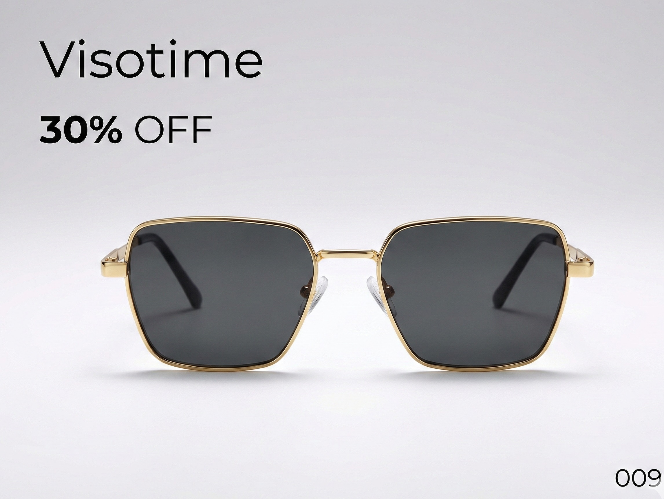Visotime Premium Gold-Tone Geometric Square Sunglasses – Model 009