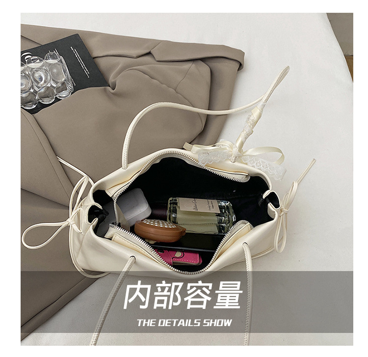 Solid color Korean Bow Armpit shoulder bag_img_7