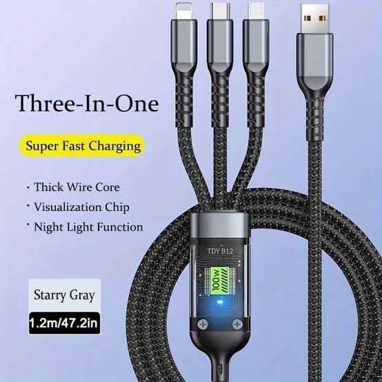 100W 3-in-1 Fast Charging & Data Transfer Cable_img_1