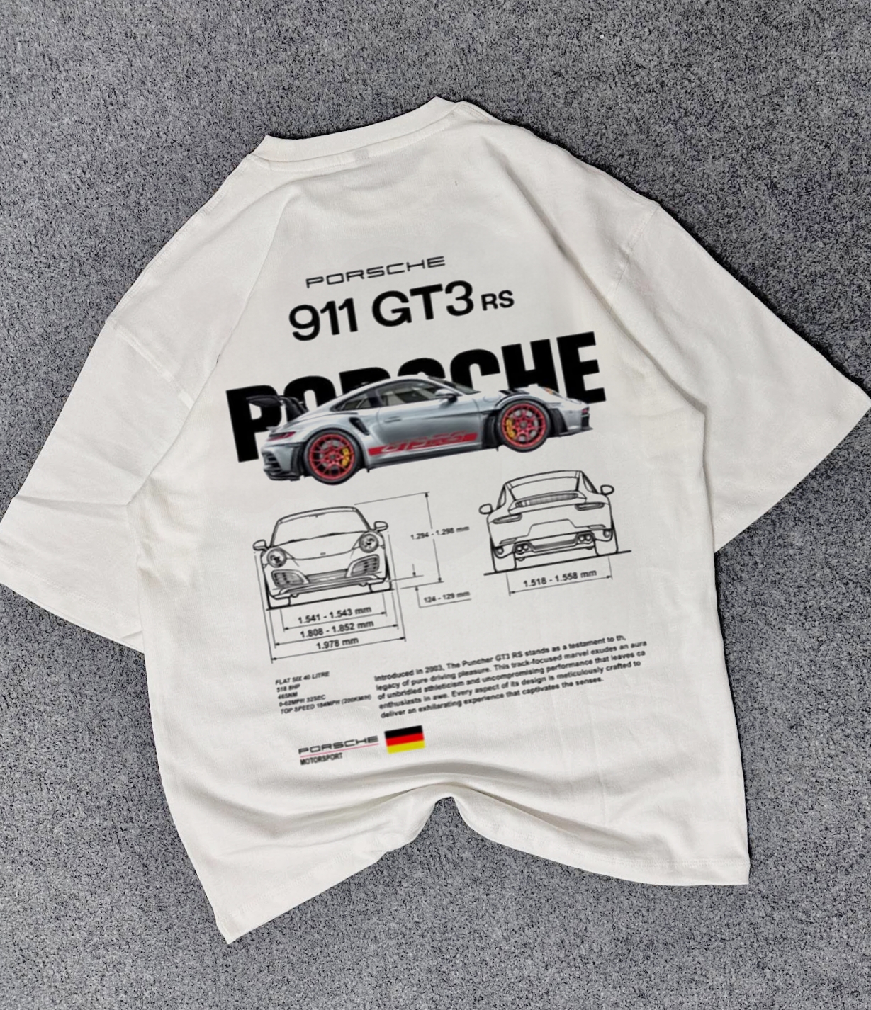 Porsche Drop Shoulder T-Shirt (White)