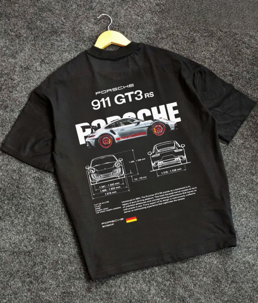 Porsche Drop Shoulder T-Shirt (Black)