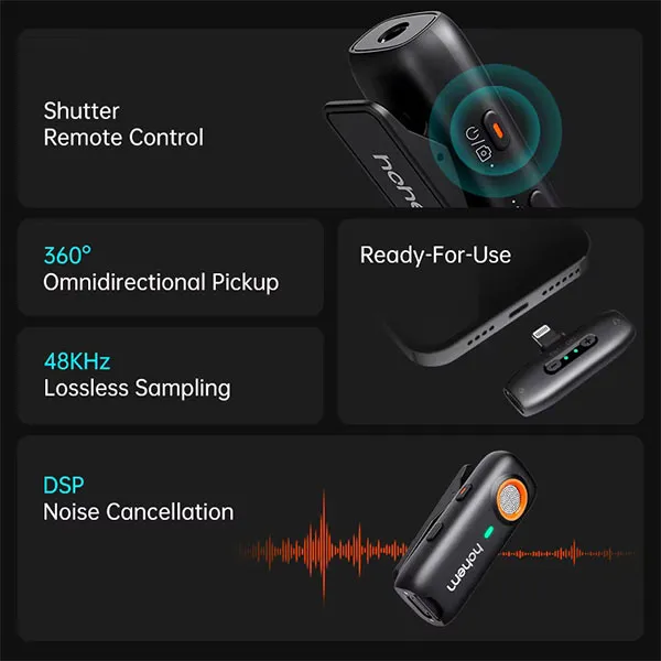 Hohem MIC-01 (1TX + 1RX) Wireless Microphone thumbnail 3