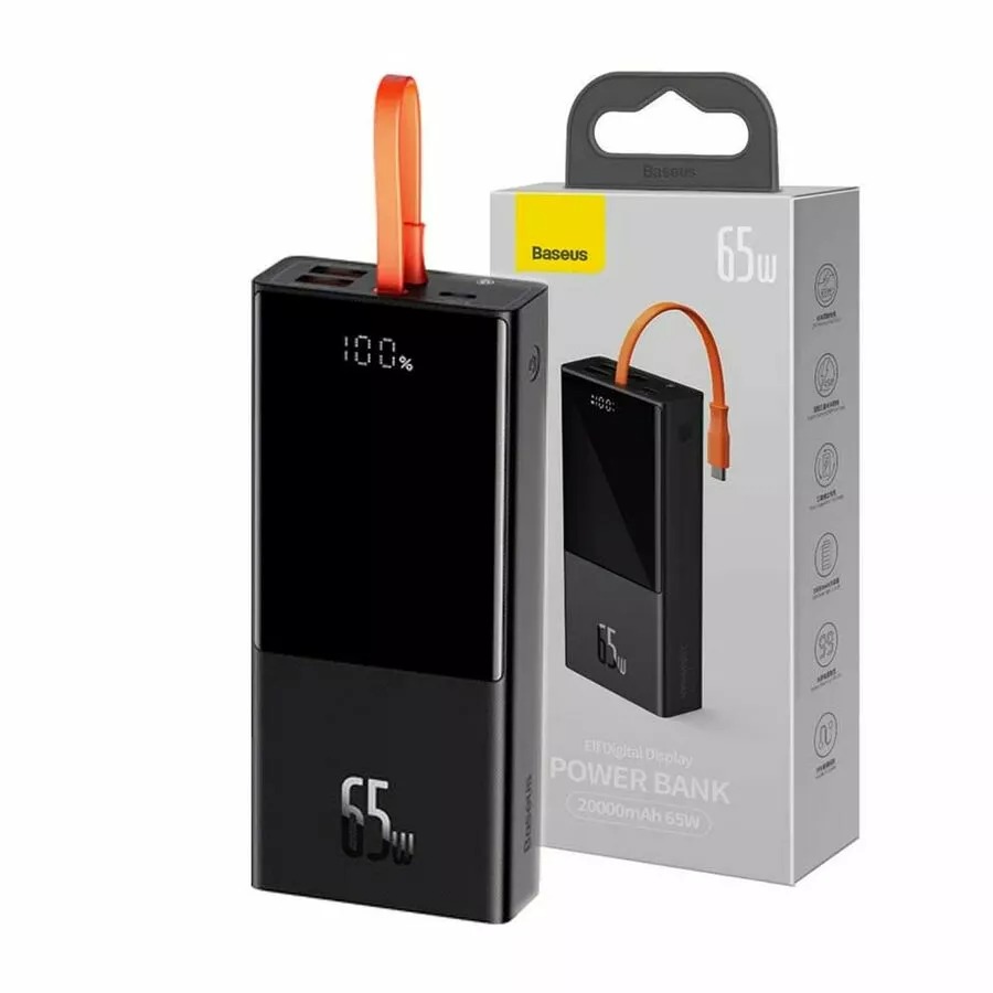Baseus Elf Digital Display Power Bank with Type C Cable 65W 20000mAh