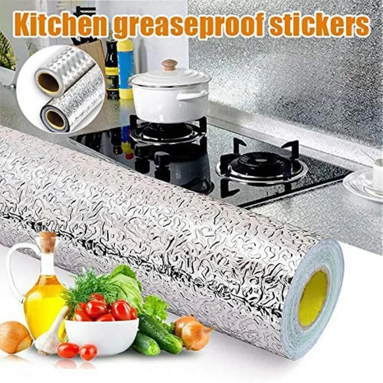 Kitchen Oil-Resistant Aluminum Foil Sticker  2ft (W) x 9ft (L) – Self-Adhesive Anti-Fouling Wall & Cabinet Cover_img_5