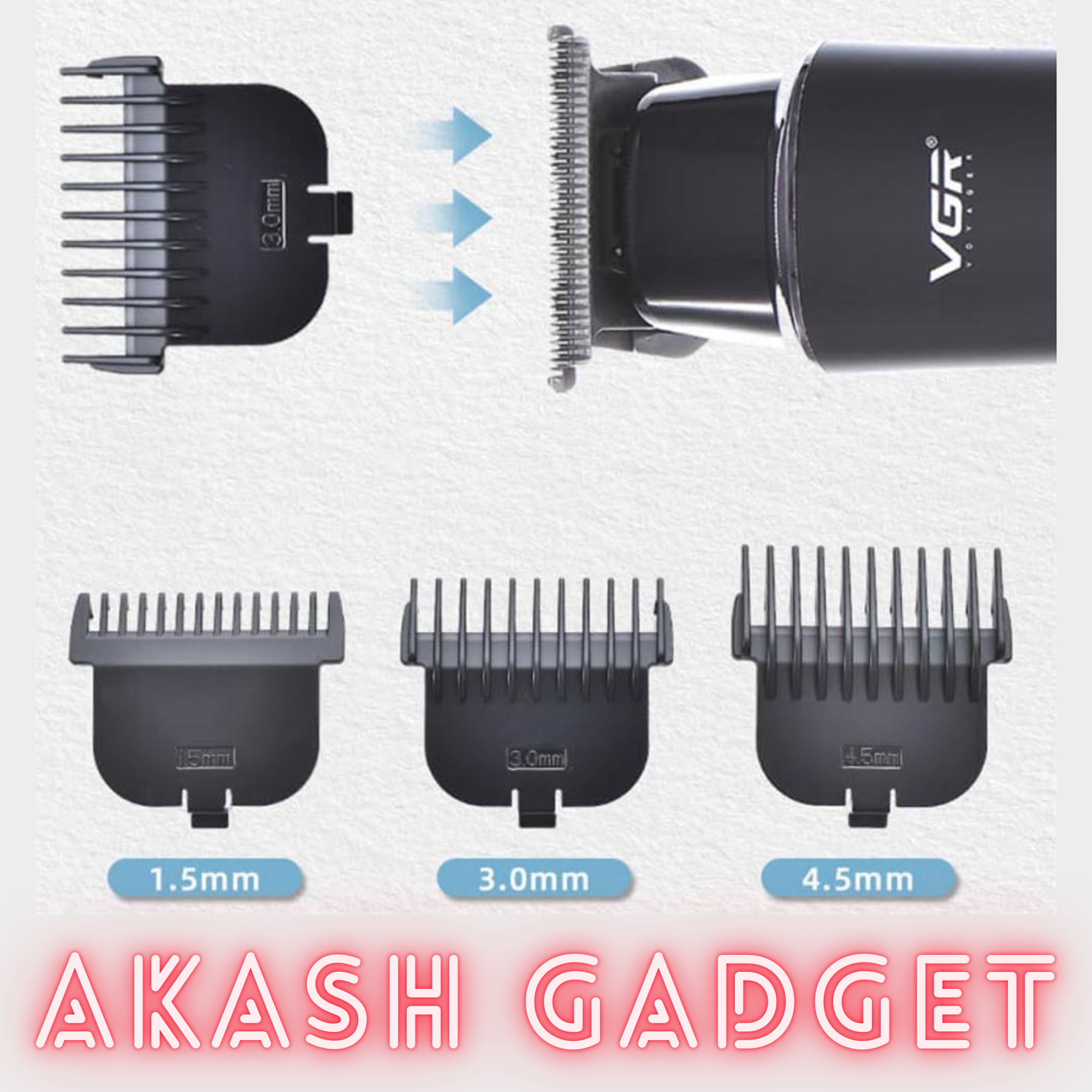 VGR V-937 Rechargeable Professional Hair and Beard Trimmer | Type-C, 2000mAh Battery, 500Min Backup_img_4