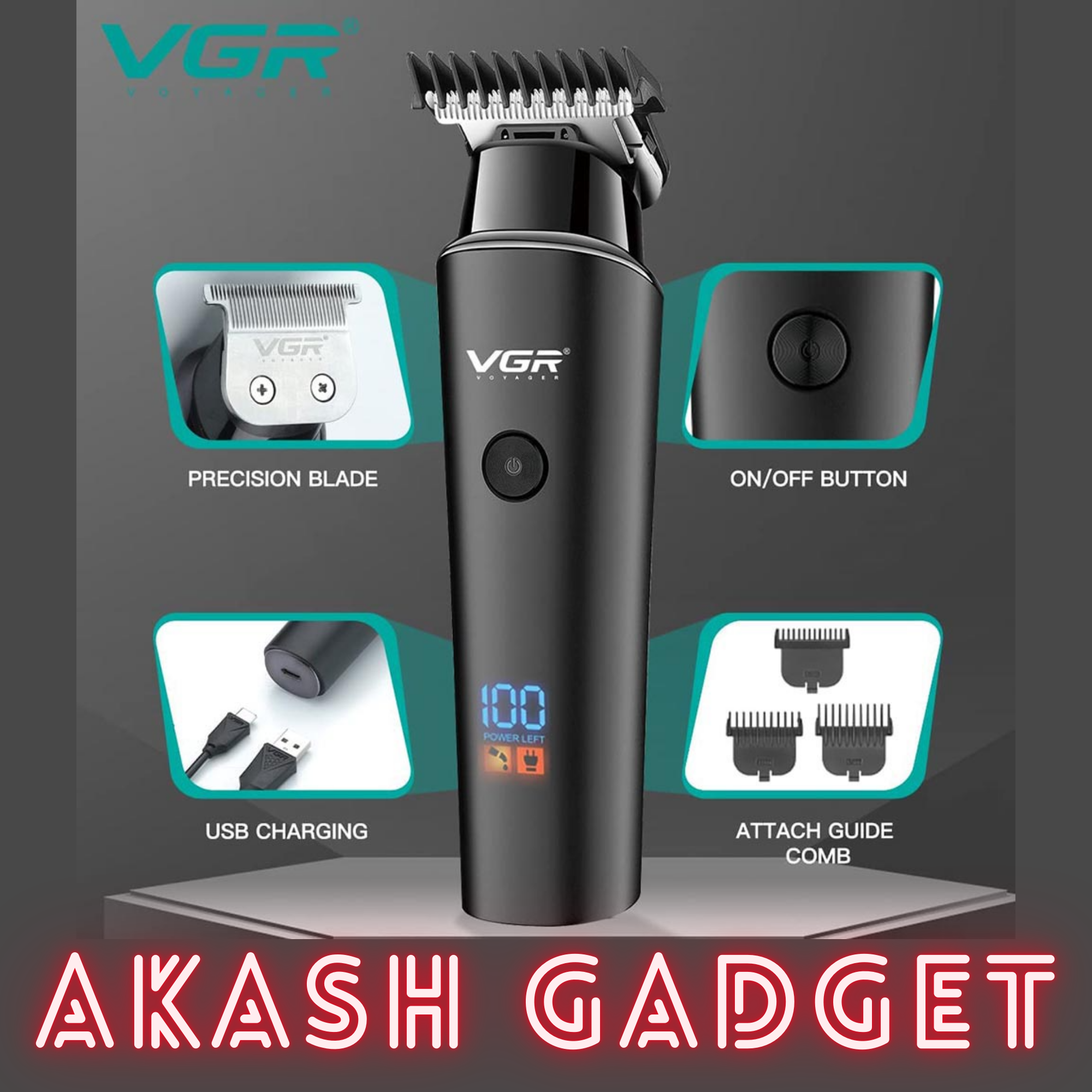 VGR V-937 Rechargeable Professional Hair and Beard Trimmer | Type-C, 2000mAh Battery, 500Min Backup_img_11